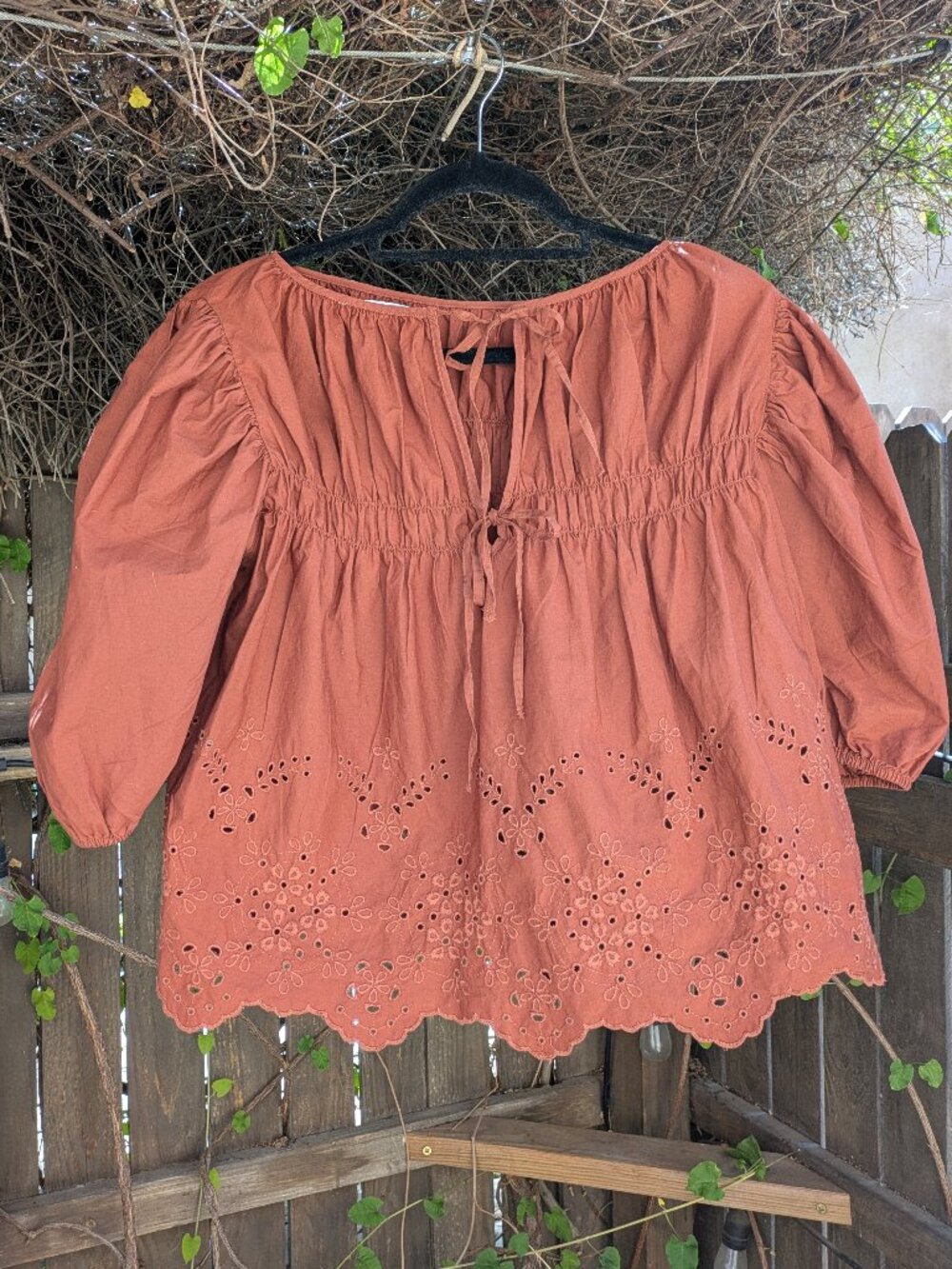Mango Tie Front Blouse Sz M